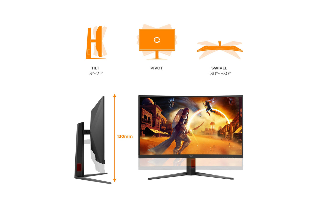 AOC C32G4Z – 31,5" Curved 1500R, 1920 × 1080 (Full HD), VA, 260 Hz