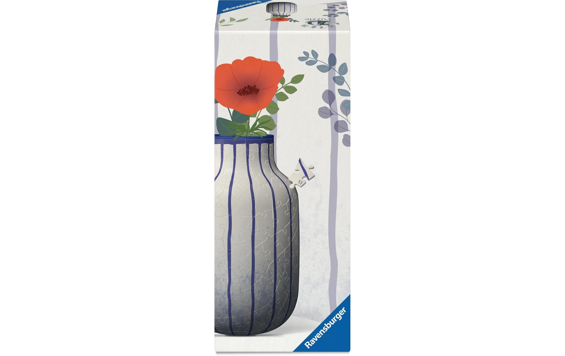 Ravensburger 3D-Puzzle Vase, gestreift, blau – 162 Teile – ab 10 Jahren – Holz