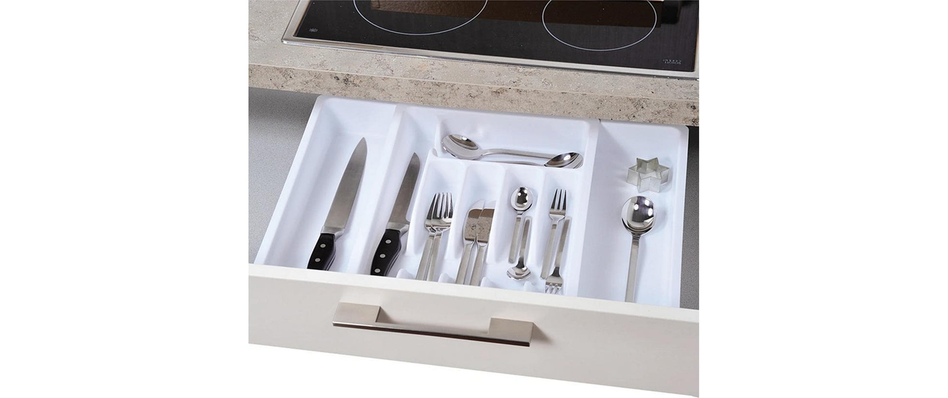 Kesper Besteckkasten, ausziehbar 29–50 cm, Polypropylen (PP), weiss