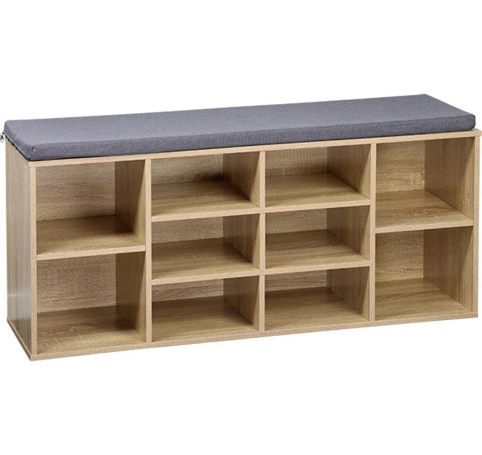 Kesper Garderobe mit Schuhregal – Spanplatte/Textil, Braun/Grau, 103,5 × 29,5 × 48 cm