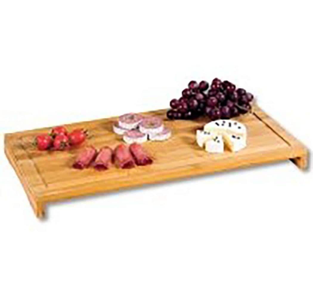 Kesper Schneidebrett 28 × 54 × 4,3 cm, Bambus, mit Saftrille und Griffen, Braun