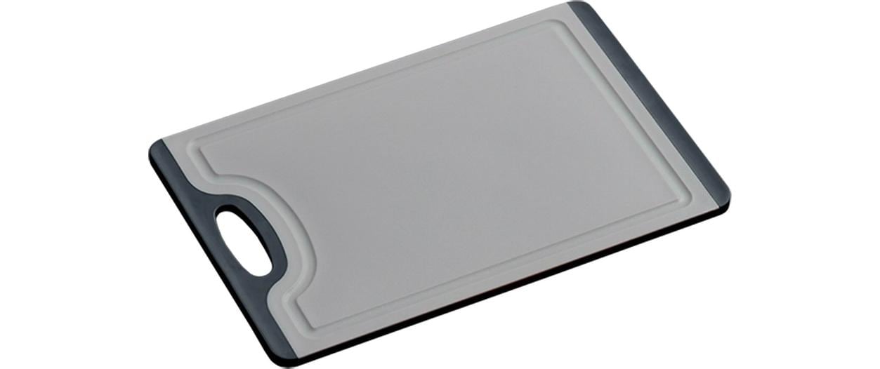 Kesper Schneidebrett 19,5 × 29,5 × 0,8 cm, Kunststoff, mit Saftrille, Grau