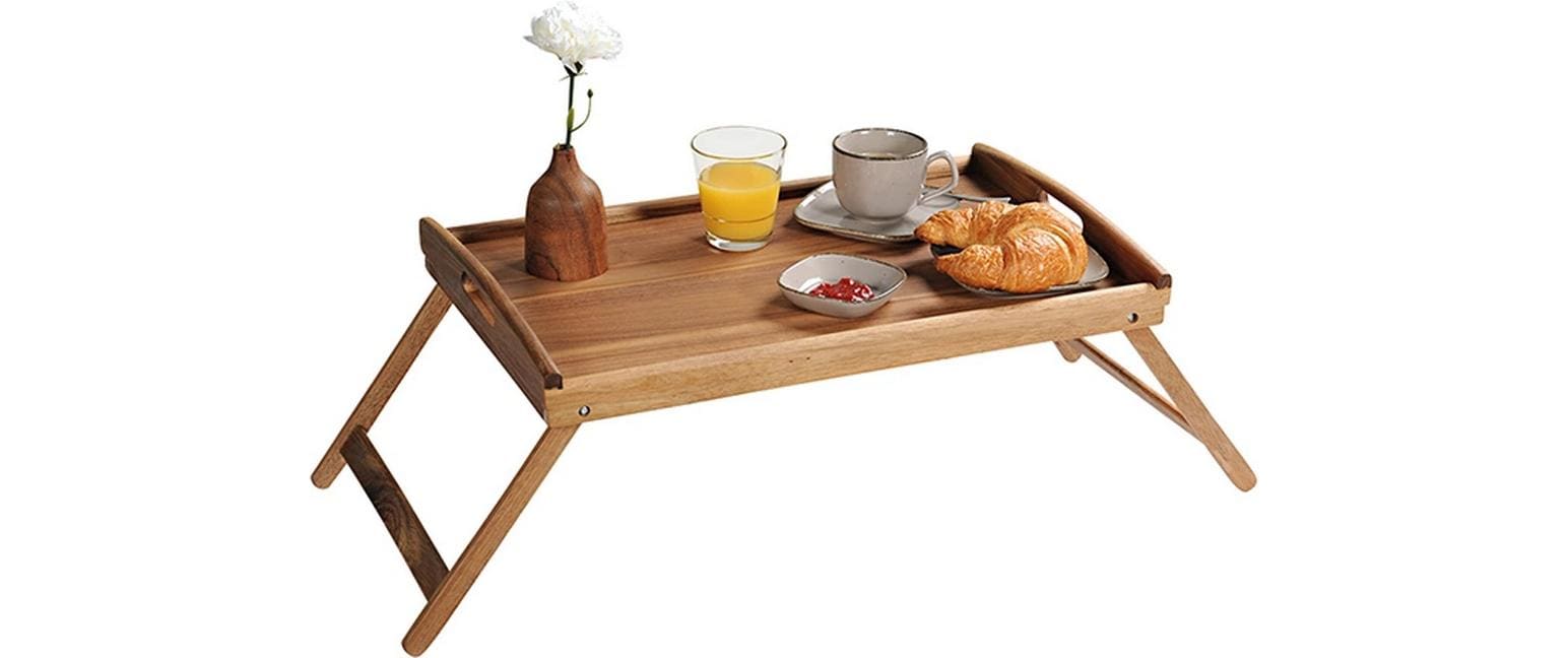 Kesper Servier- & Betttablett – 35 × 55 × 2,4 cm, Holz (Akazie), Braun, nicht spülmaschinenfest