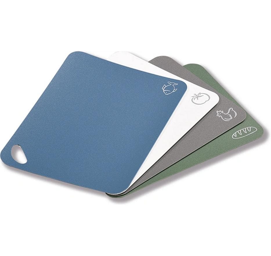 Kesper Schneidebrett 38 × 29 × 0,2 cm, Kunststoff, 4er-Set, flexibel, spülmaschinenfest, bunt