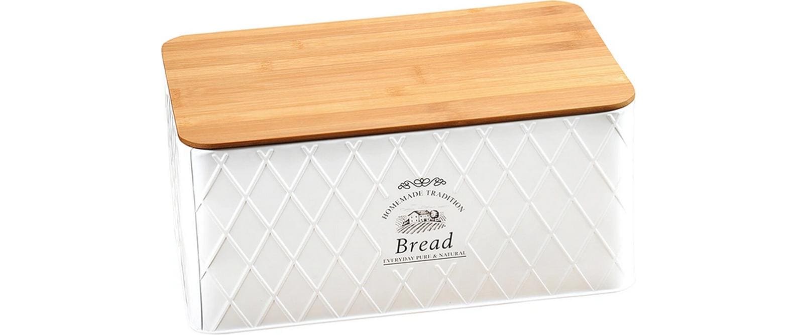 Kesper Brotkasten 32,5 × 21 × 15 cm, Bambus/Metall, Braun/Weiss, inkl. Schneidebrett