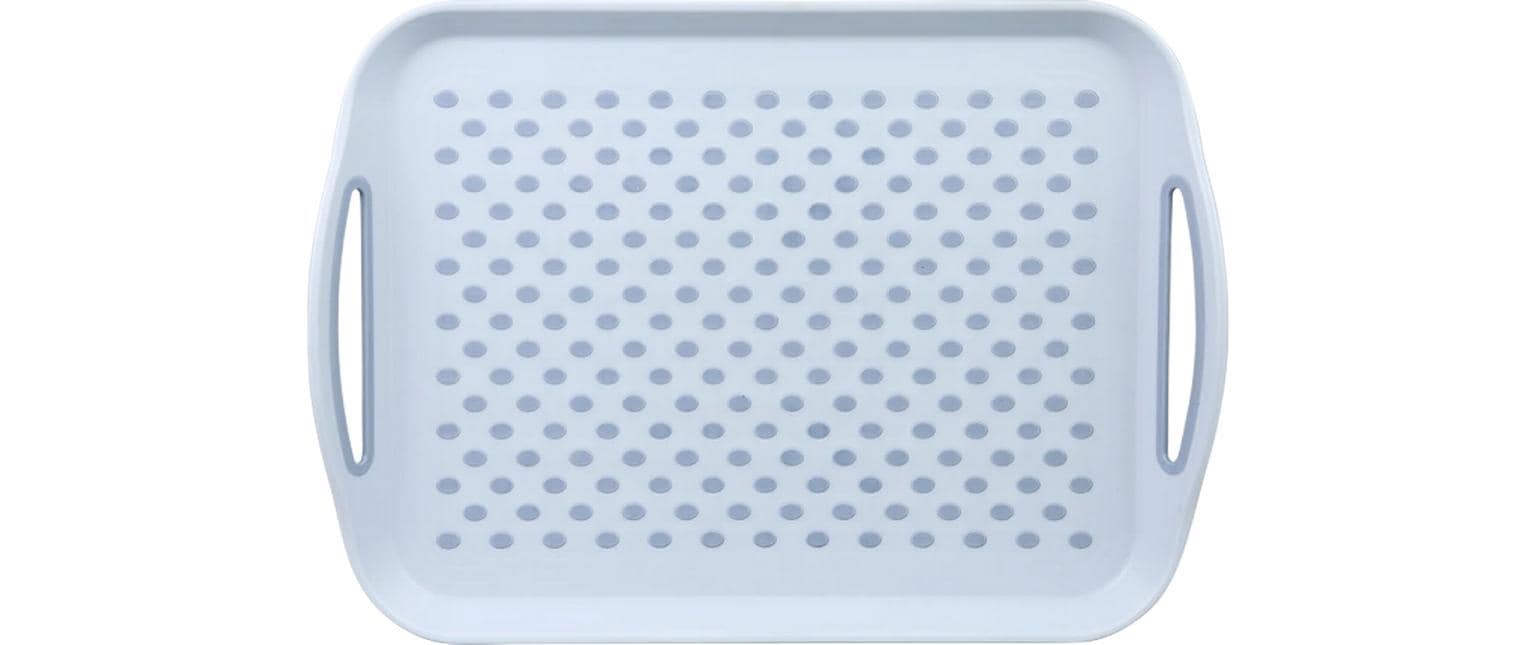 Kesper Serviertablett – 41,5 × 28,7 × 4,5 cm, Kunststoff (PP/TPE), Hellblau, rutschfest, mit Griff