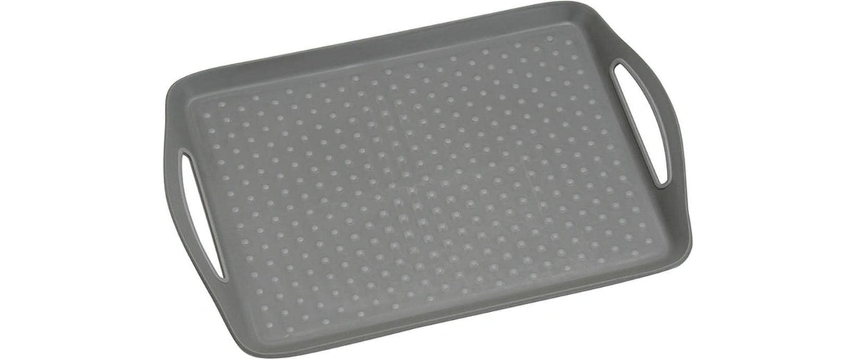 Kesper Serviertablett – 32 × 45,5 × 4,5 cm, Kunststoff (PP)/TPE, Grau, rutschfest, spülmaschinenfest