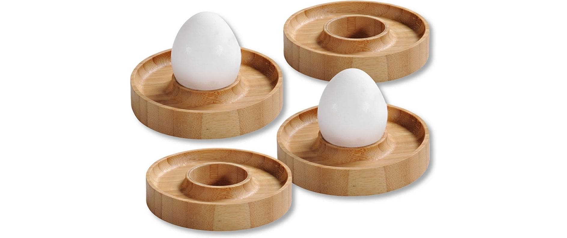 Kesper Eierbecher – 4er Set, Ø 10 cm, Bambus, Braun, spülmaschinenfest