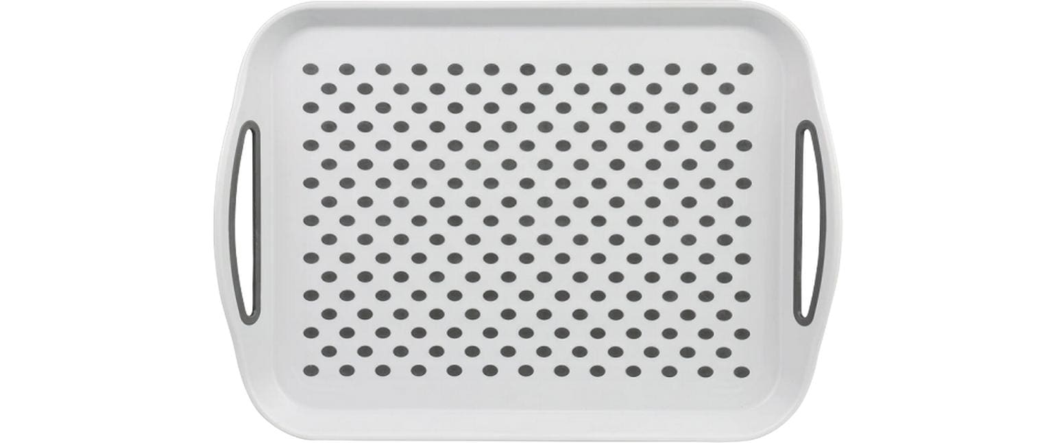 Kesper Serviertablett 41,5 × 28,5 × 4,5 cm, Polypropylen (PP)/TPE, Hellgrau