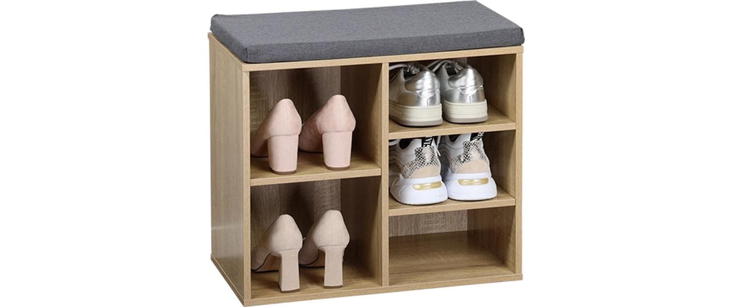 Kesper Garderobe mit Schuhregal – MDF/Textil, Braun, 51,5 × 29,5 × 48 cm