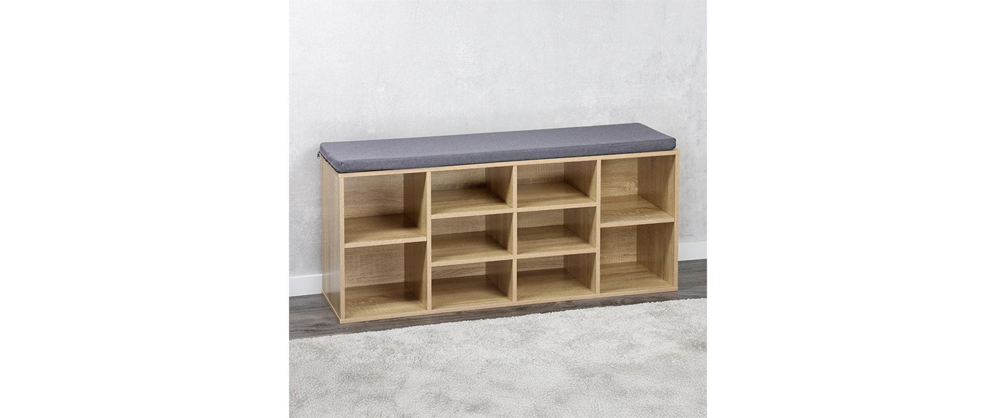 Kesper Garderobe mit Schuhregal – Spanplatte/Textil, Braun/Grau, 103,5 × 29,5 × 48 cm