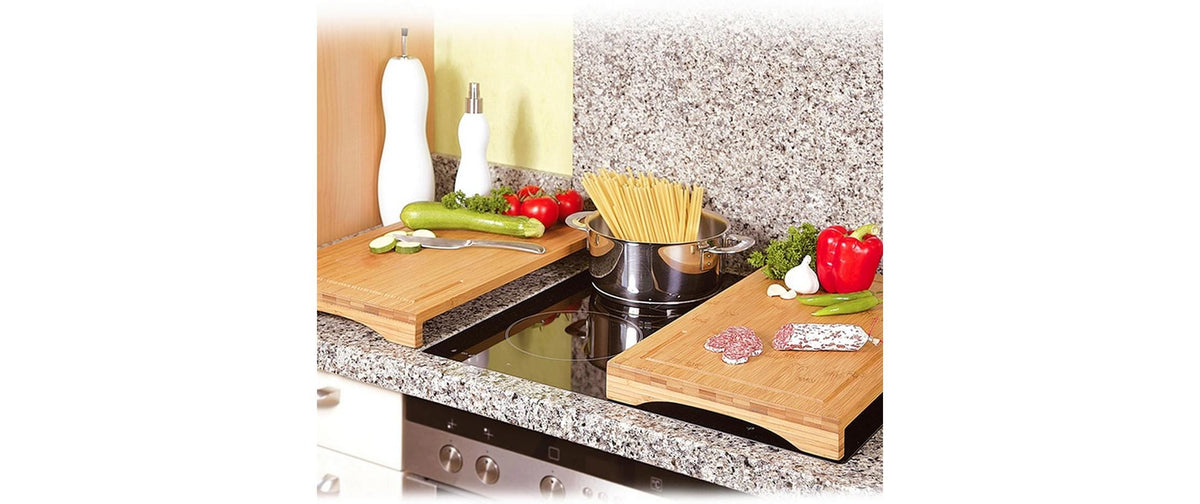 Kesper Schneidebrett 28 × 54 × 4,3 cm, Bambus, mit Saftrille und Griffen, Braun
