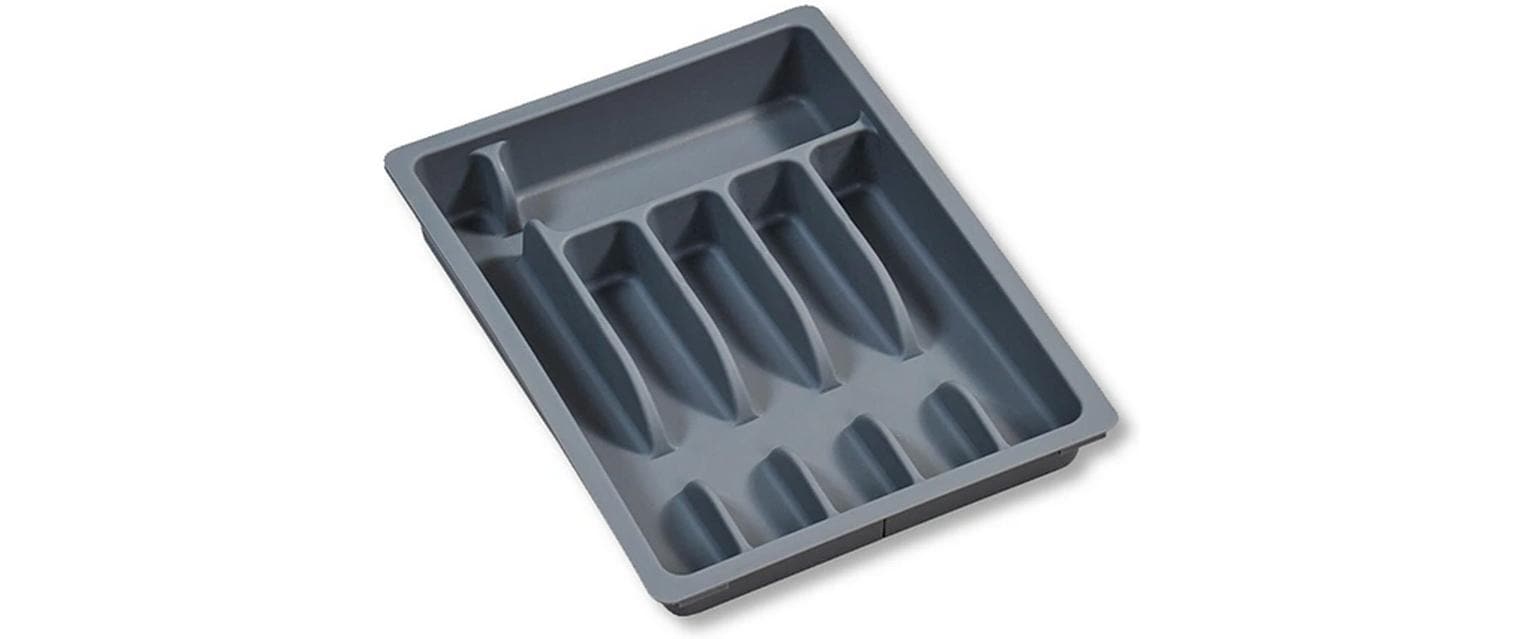 Kesper Besteckkasten, verstellbar, 29–50 × 6,2 cm, Kunststoff, grau