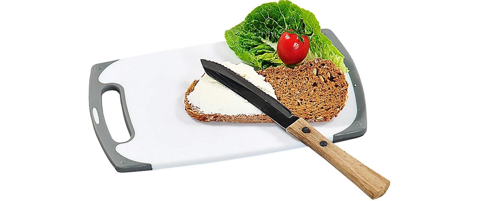 Kesper Schneidebrett 15 × 25 × 0,9 cm, Polypropylen/TPE, mit Saftrille, Weiss