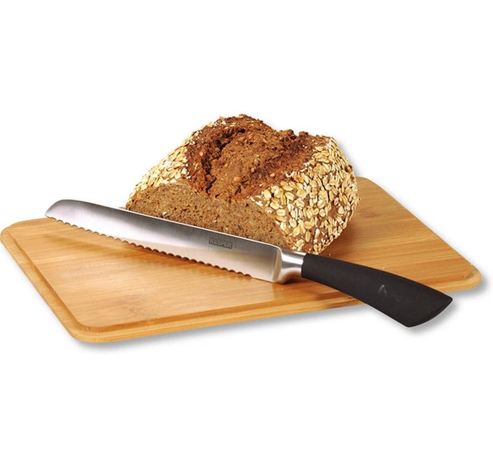Kesper Brotkasten 32,5 × 21 × 15 cm, Bambus/Metall, Braun/Weiss, inkl. Schneidebrett