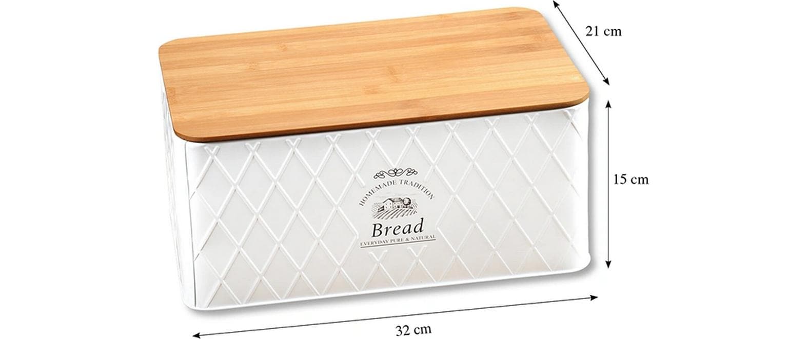 Kesper Brotkasten 32,5 × 21 × 15 cm, Bambus/Metall, Braun/Weiss, inkl. Schneidebrett