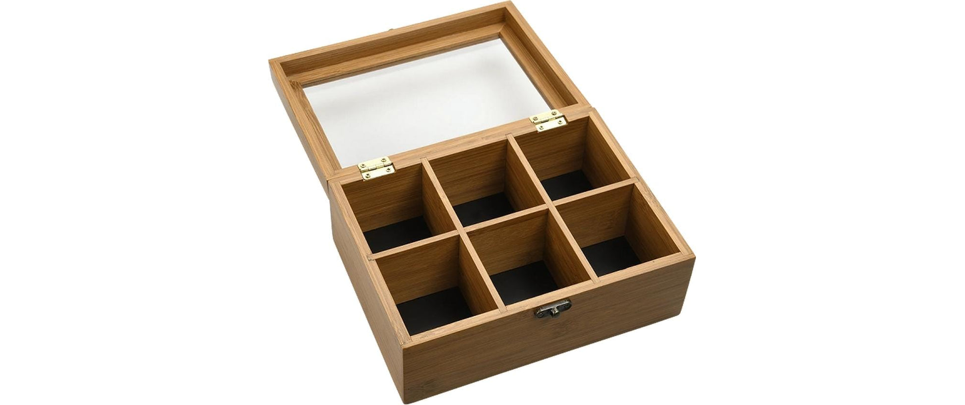 Kesper Teebeutelbox Bambus, 6 Fächer, 16 × 21,8 × 9 cm, Dunkelbraun
