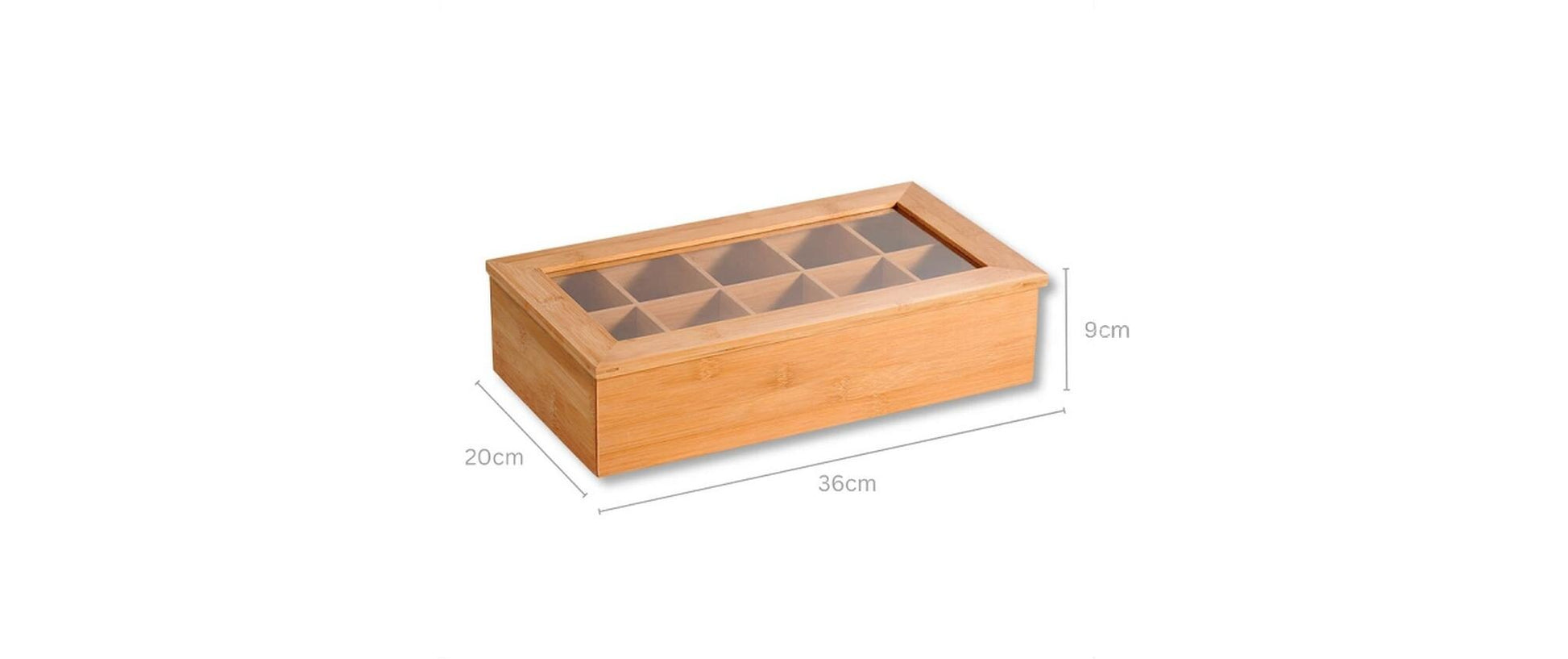 Kesper Teebeutelbox Bambus/Kunststoff, 10 Fächer, 20 × 36 × 9 cm, Braun
