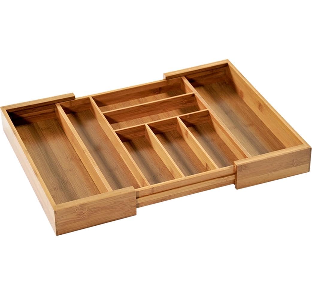 Kesper Ausziehbarer Besteckkasten 35–58 × 43 × 5 cm, Bambus, Braun