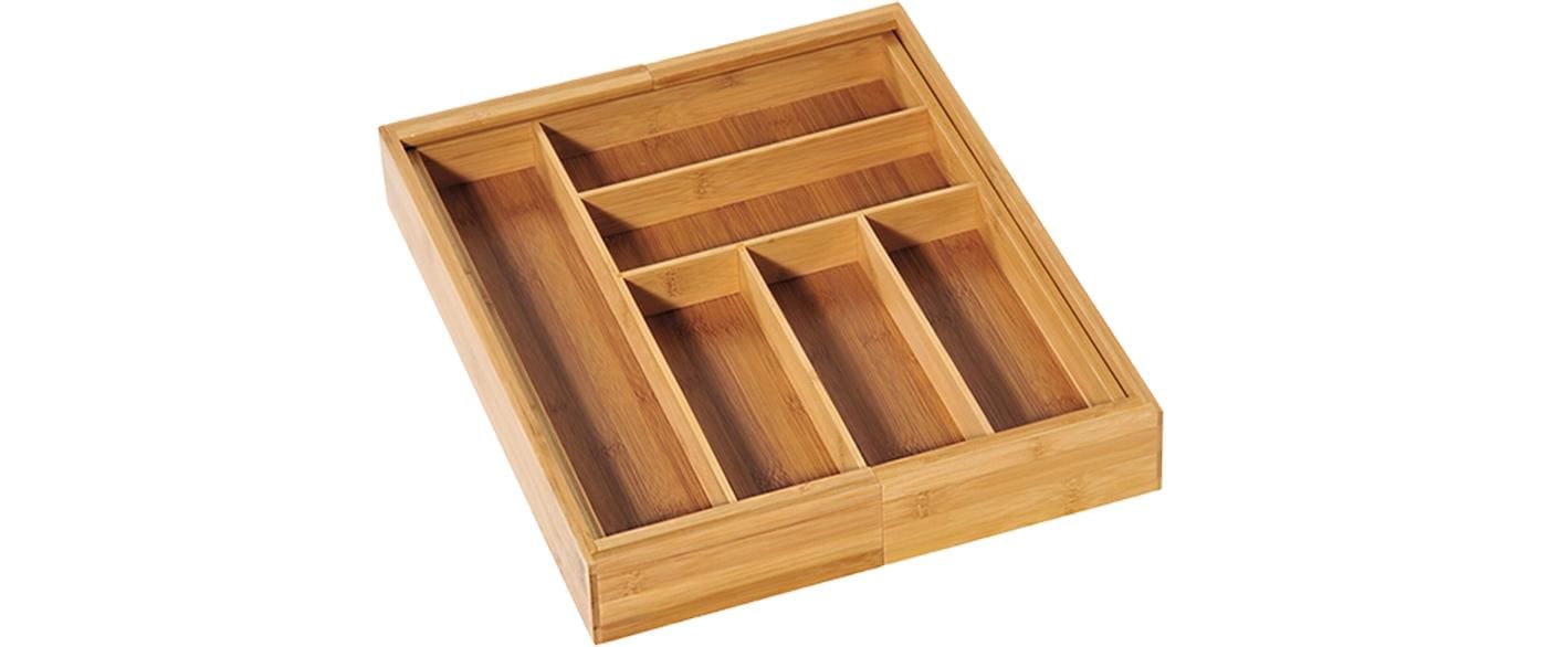 Kesper Ausziehbarer Besteckkasten 35–58 × 43 × 5 cm, Bambus, Braun