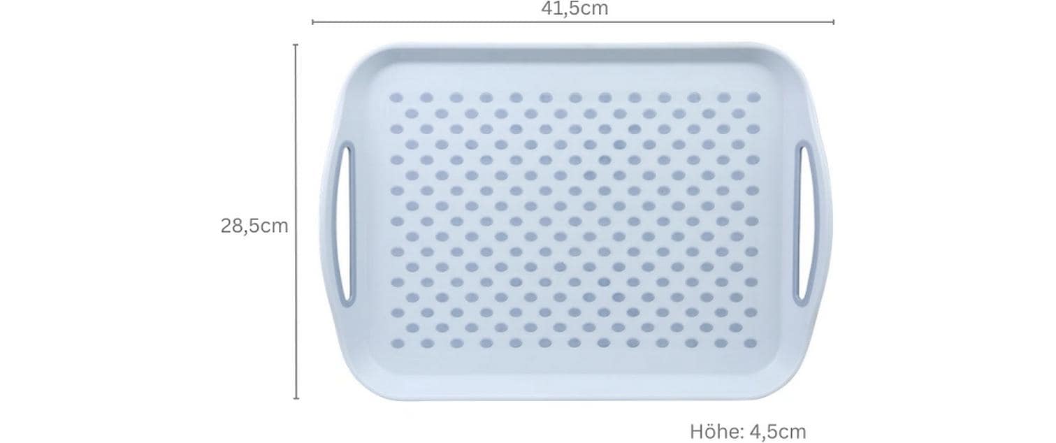 Kesper Serviertablett – 41,5 × 28,7 × 4,5 cm, Kunststoff (PP/TPE), Hellblau, rutschfest, mit Griff