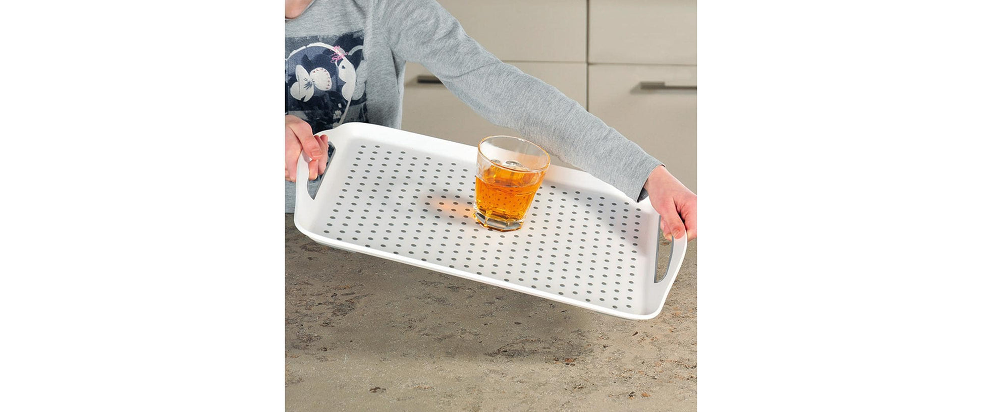 Kesper Serviertablett – 32,0 × 45,5 × 4,5 cm, Kunststoff (PP), Weiss, spülmaschinenfest