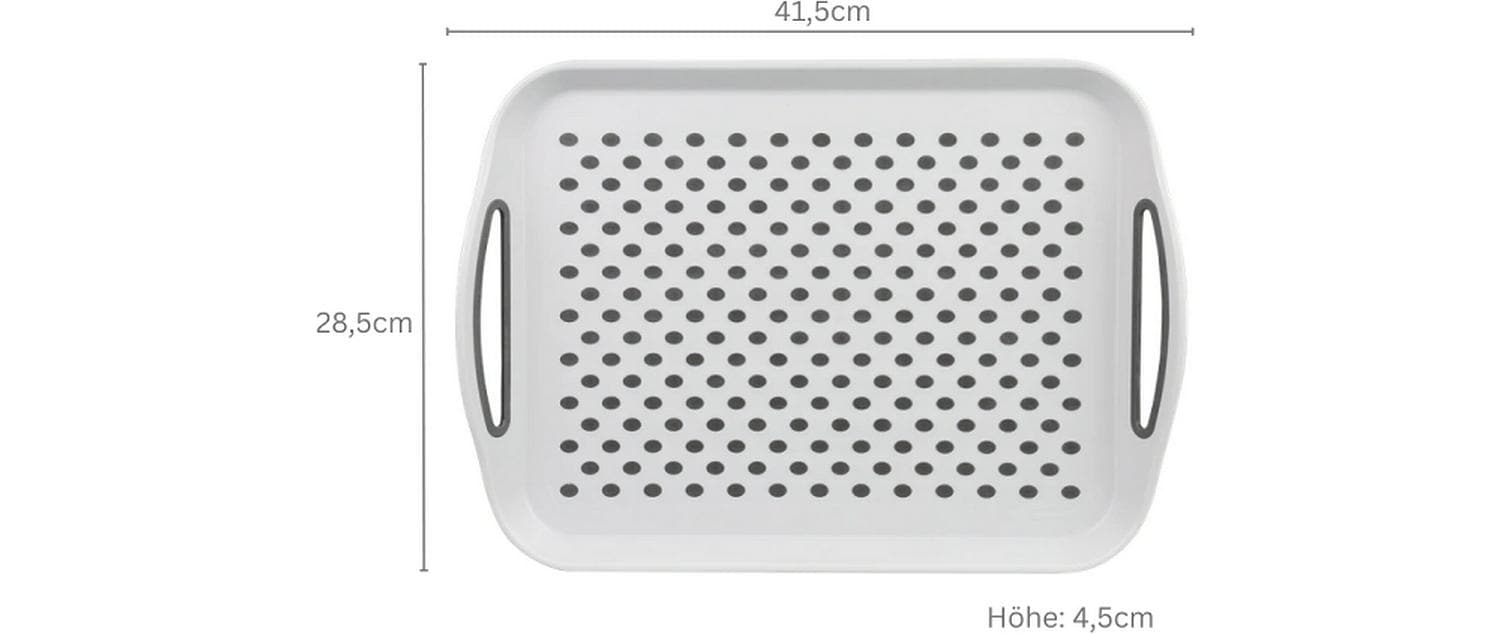 Kesper Serviertablett 41,5 × 28,5 × 4,5 cm, Polypropylen (PP)/TPE, Hellgrau