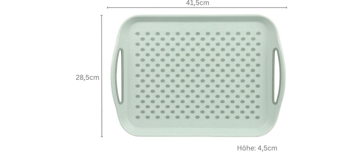 Kesper Serviertablett – 41,5 × 28,7 × 4,5 cm, Kunststoff (PP/TPE), Mint, mit Griff, rutschfest