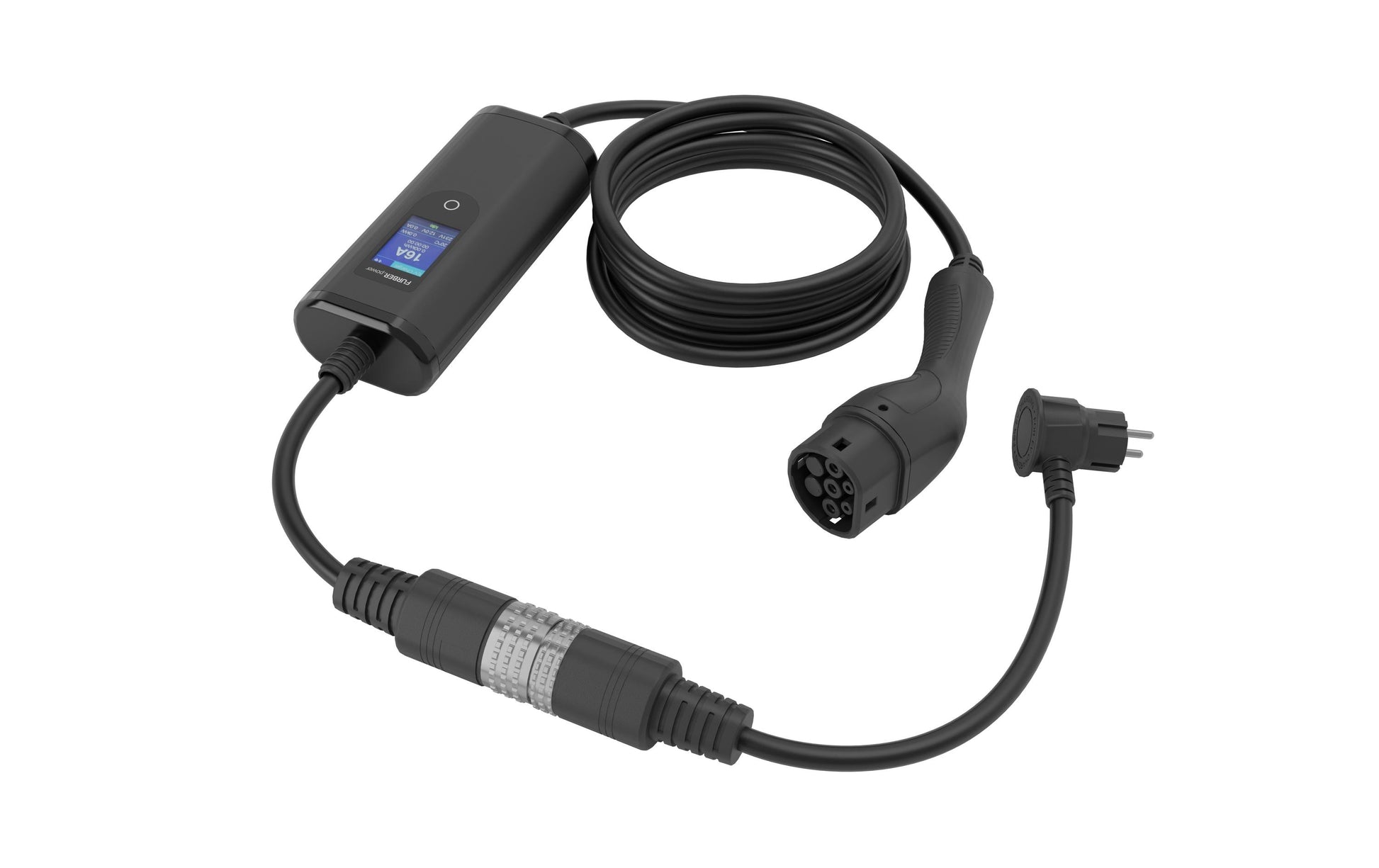 FURBER.power Freyja Reiseladegerät – 3,5 kW, 16 A, Typ 2 5 m, IP65, FI Typ A (DC-Schutz), Bluetooth/WLAN, Ener