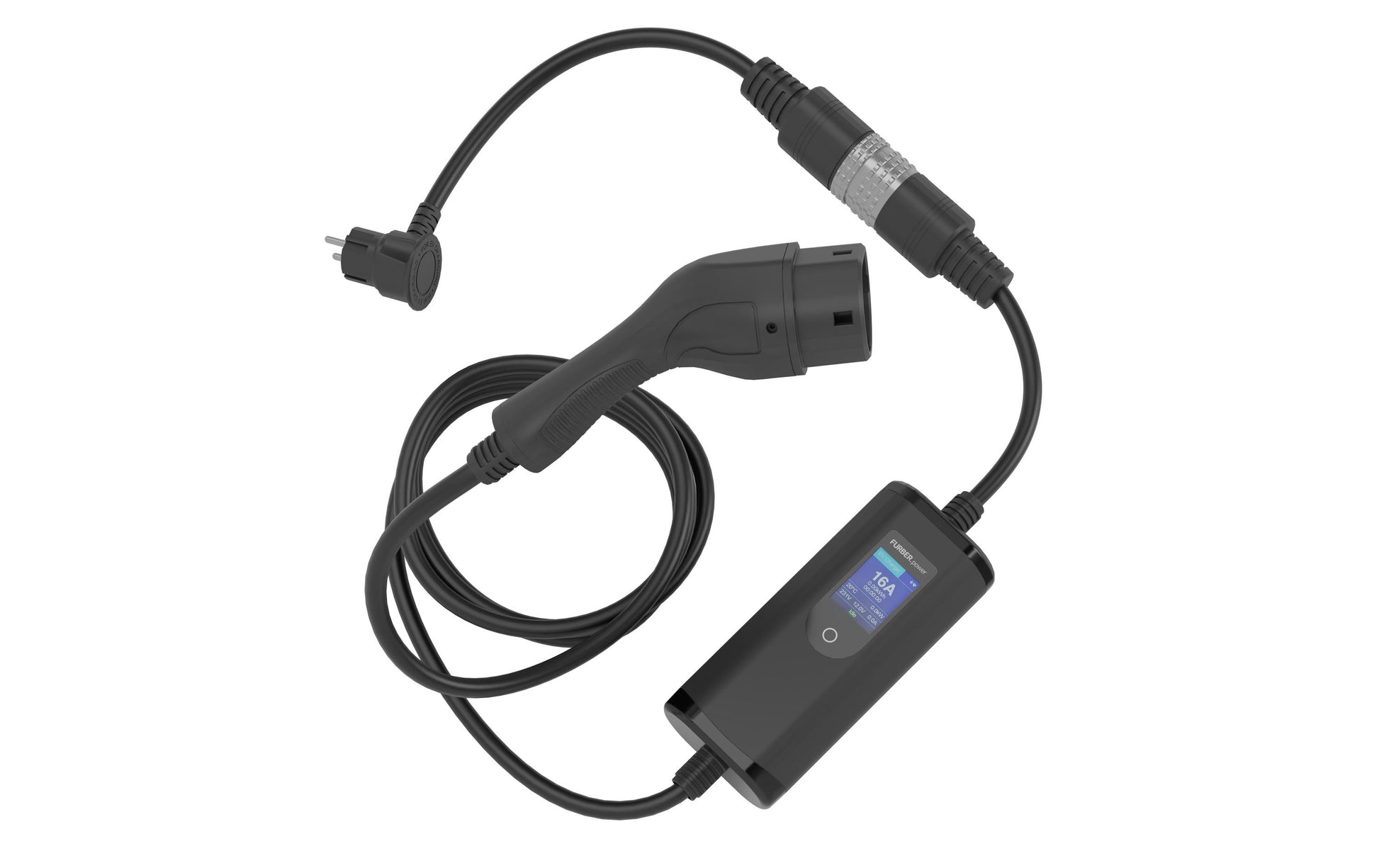 FURBER.power Freyja Reiseladegerät – 3,5 kW, 16 A, Typ 2 5 m, IP65, FI Typ A (DC-Schutz), Bluetooth/WLAN, Ener