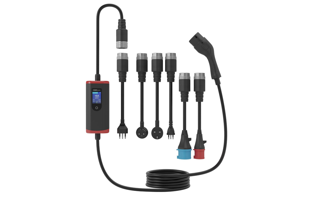 FURBER.power Freyja Reiseladegerät – 11 kW, Typ 2 Ladekabel, 5 m, 16 A, IP65, FI Typ A/DC Schutz, Bluetooth/WLAN
