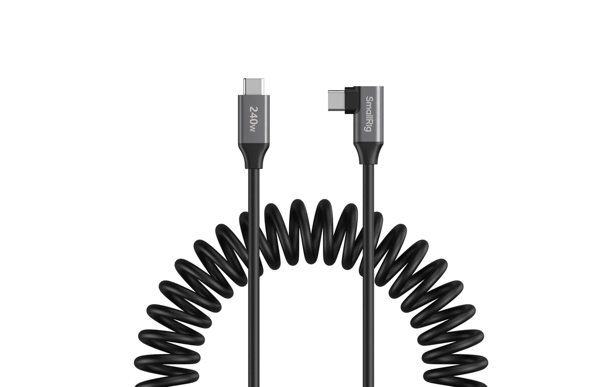 SmallRig USB-C auf USB-C Kabel – 0,35 m – Aluminiumstecker, spiralförmig – für die meisten USB-C-Geräte