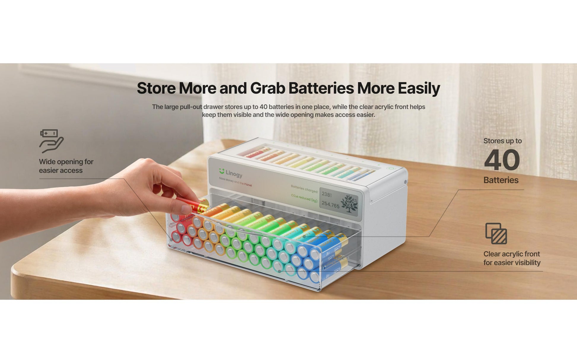 Linogy Batterieladegerät 8× – für AA, AAA, Li-Ion und andere – Ladezeit 3 h