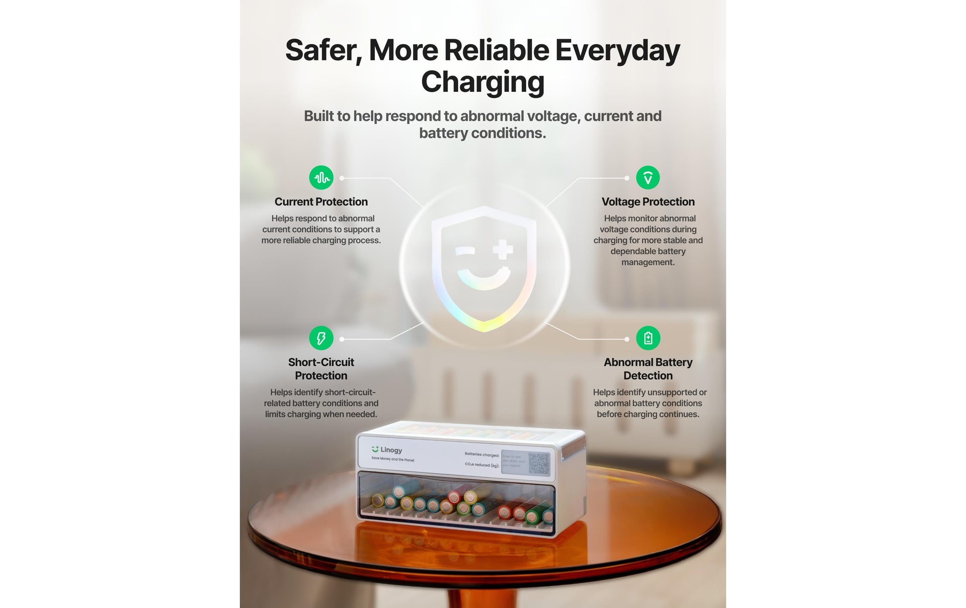 Linogy Batterieladegerät 8× – für AA, AAA, Li-Ion und andere – Ladezeit 3 h
