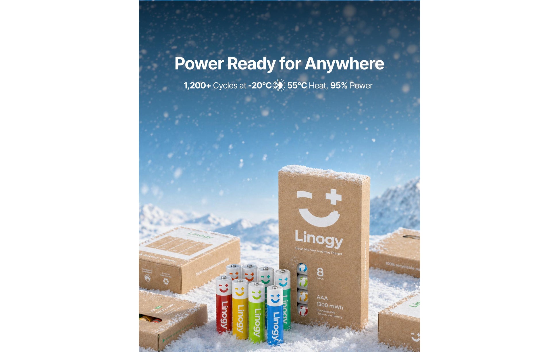 Linogy AAA Akkus, NiMH, 870 mAh, 1,2 V – 8 Stk.