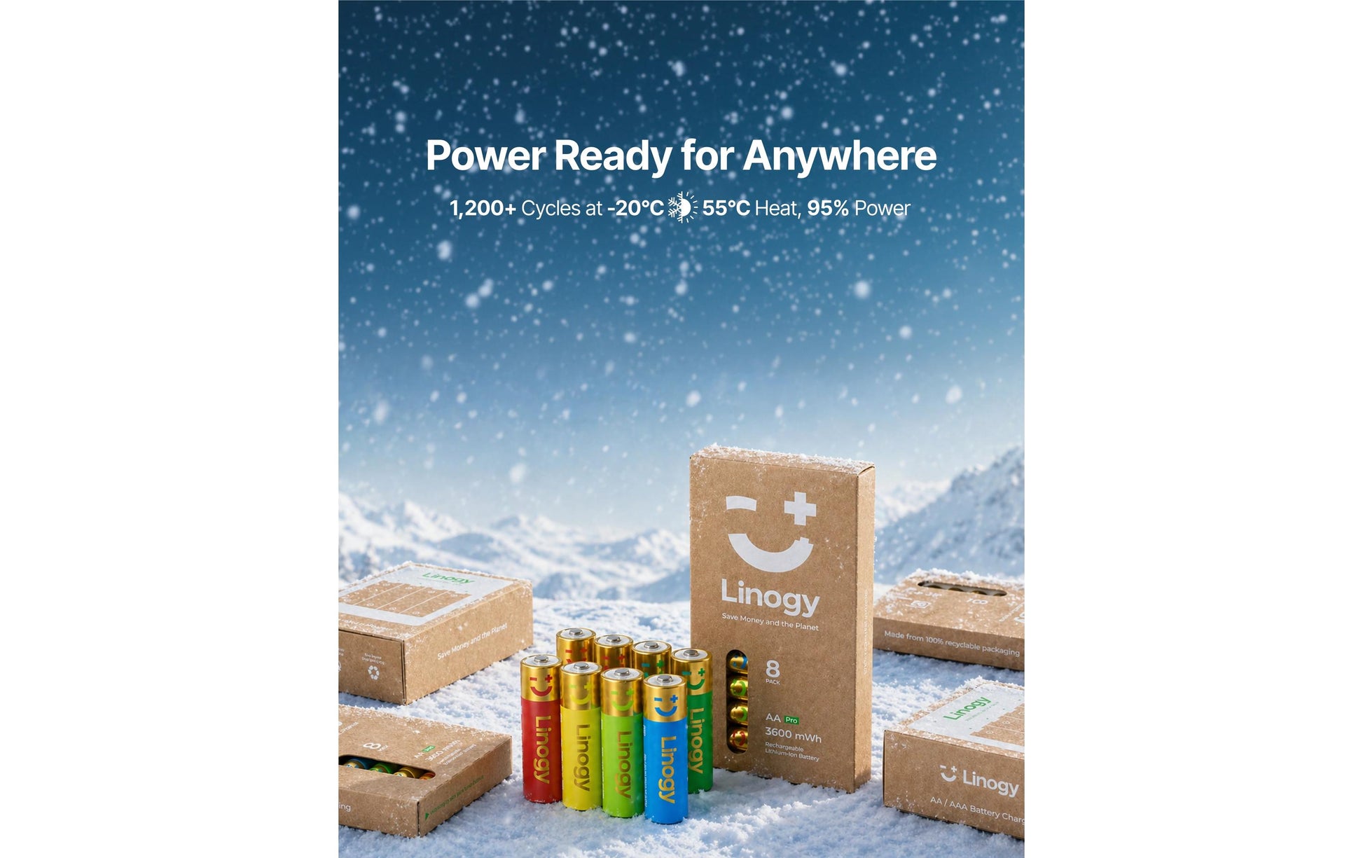 Linogy AA Akkus, Nickel-Metallhydrid (NiMH), 2400 mAh, 1,5 V – 8 Stk.