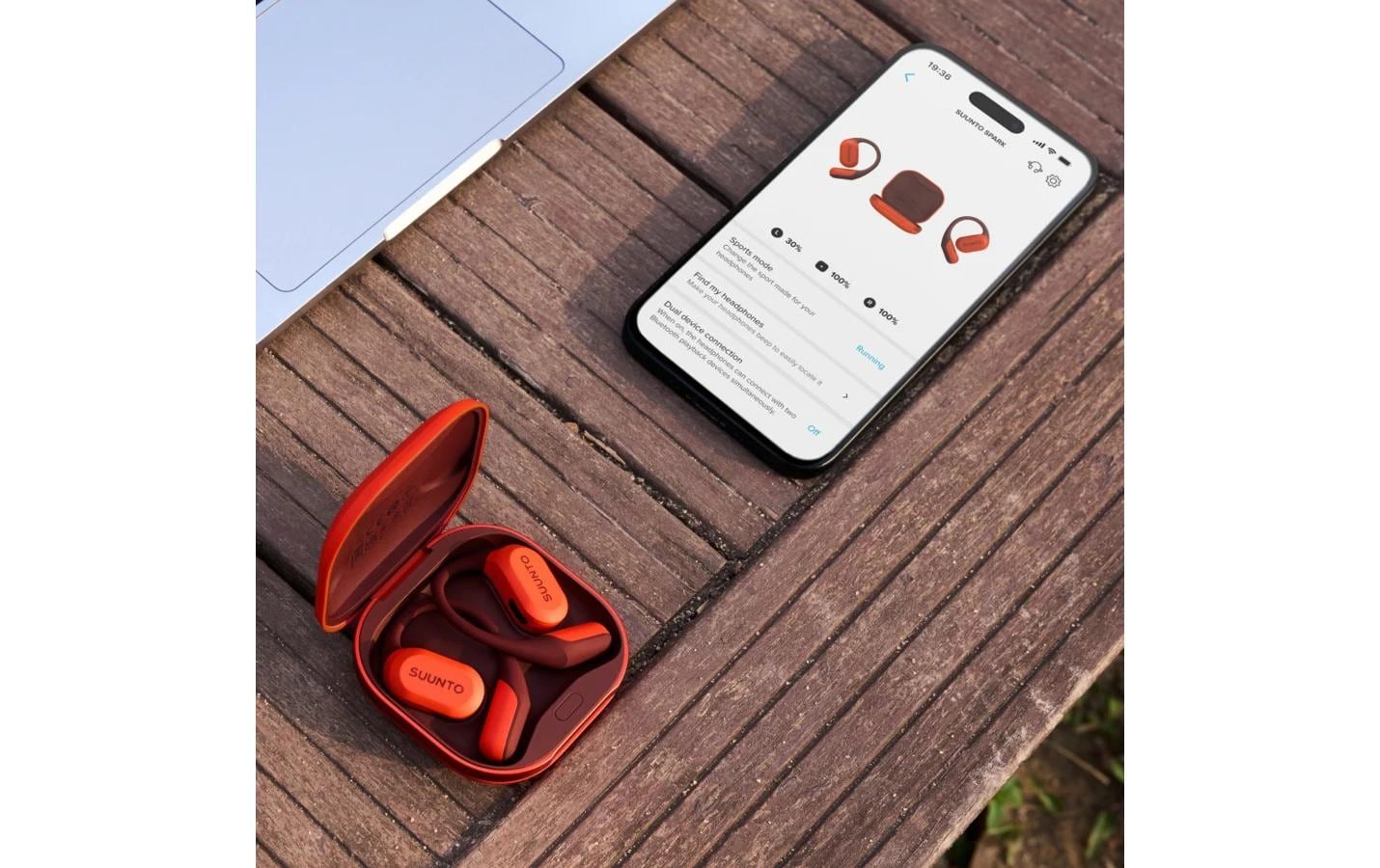 Suunto Spark Open-Ear Kopfhörer – BT, mit Ladecase, Orange, BT 5.4