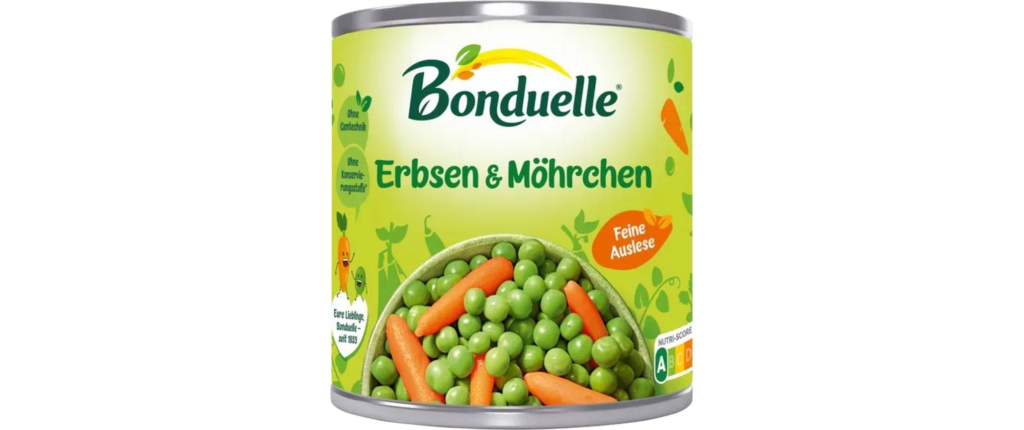 Bonduelle Erbsen mit feinen Möhrchen – Bio – 400 g