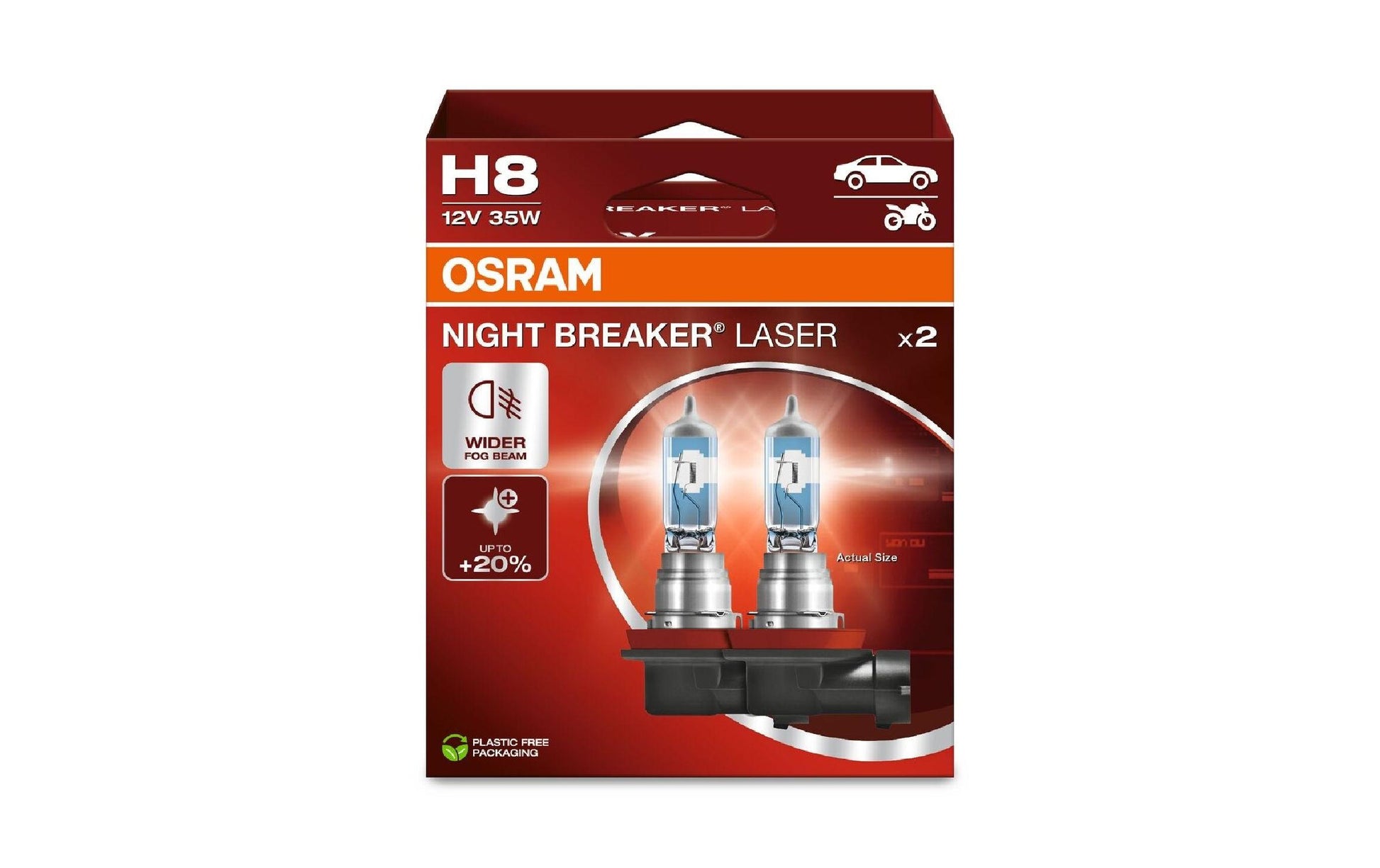 Osram Halogen-Leuchtmittel H8 (PGJ19-1) – Neutralweiss 4500 K, 800 lm, 35 W, 12 V – 2 Stk.
