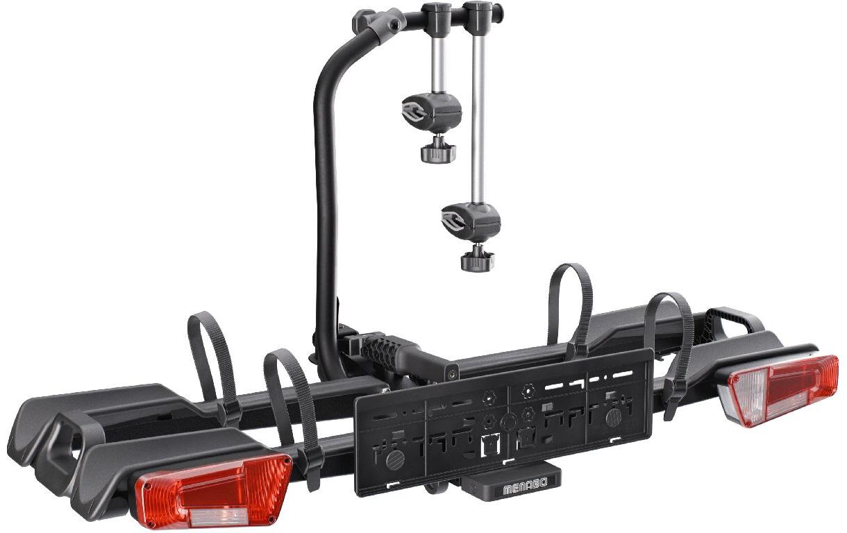 Menabo AHK-Fahrradträger Orbit 2 – zusammenklappbar – 2 Fahrräder, max. 70 kg, bis 29" Reifen – silber