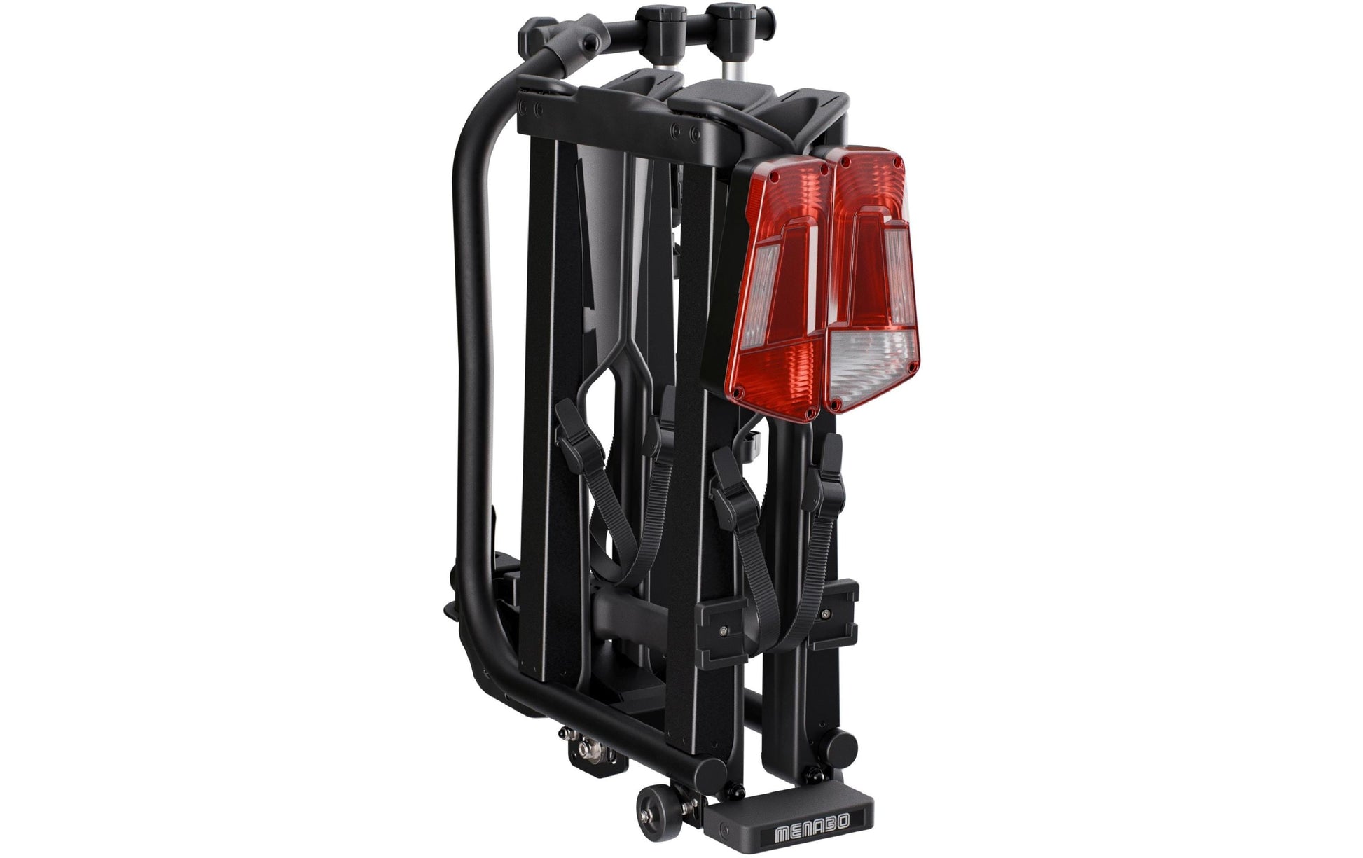 Menabo AHK-Fahrradträger Orbit 2 – zusammenklappbar – 2 Fahrräder, max. 70 kg, bis 29" Reifen – silber