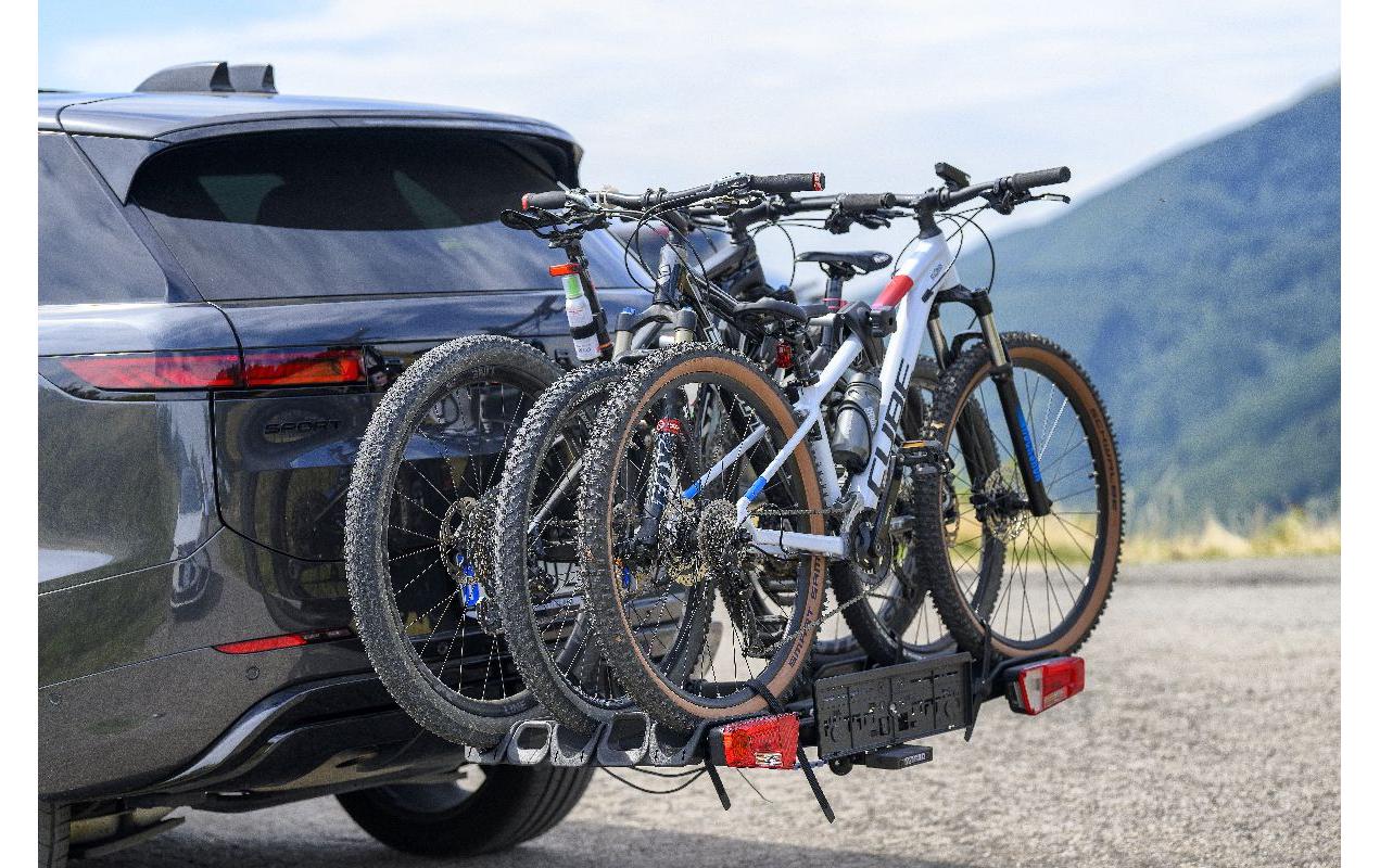 Menabo AHK-Fahrradträger Orbit 3 – für Anhängerkupplung – 3 Fahrräder, bis 70 kg – Schwarz/Silber