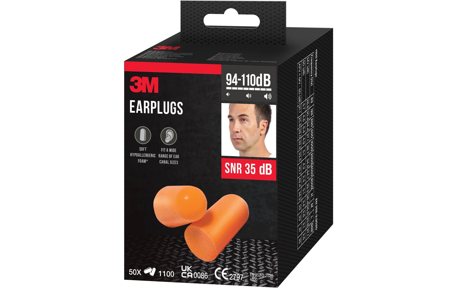 3M 1100 Einweg-Ohrstöpsel – SNR 35 dB – Gelb – 25 Stück