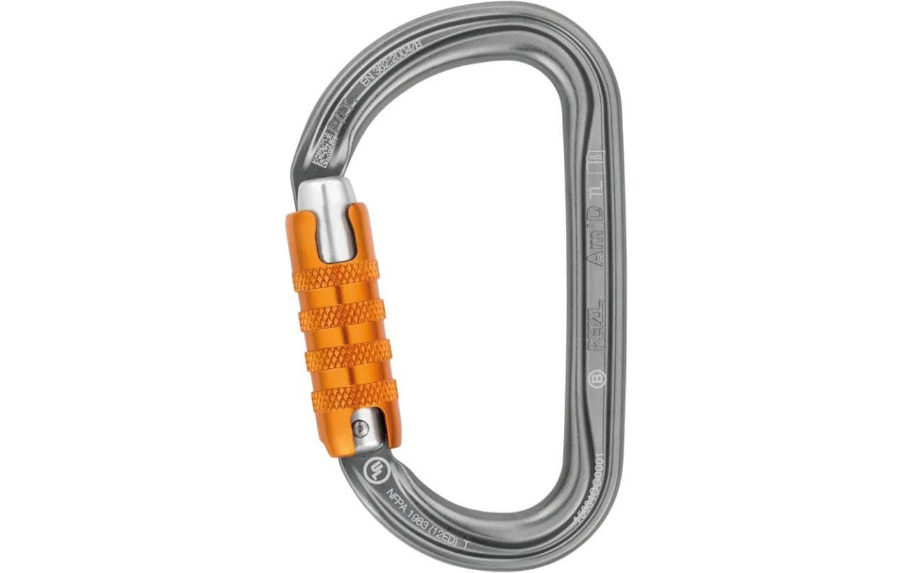 Petzl Schlüsselanhänger Trilock – Karabiner, Tragkraft 2500 kg, Grau