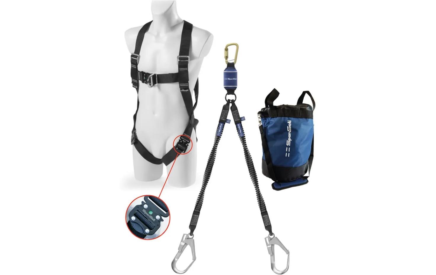 Spanset Sicherungssystem-Set SK-102 – 200 cm, Max. Tragkraft 150 kg – Schwarz