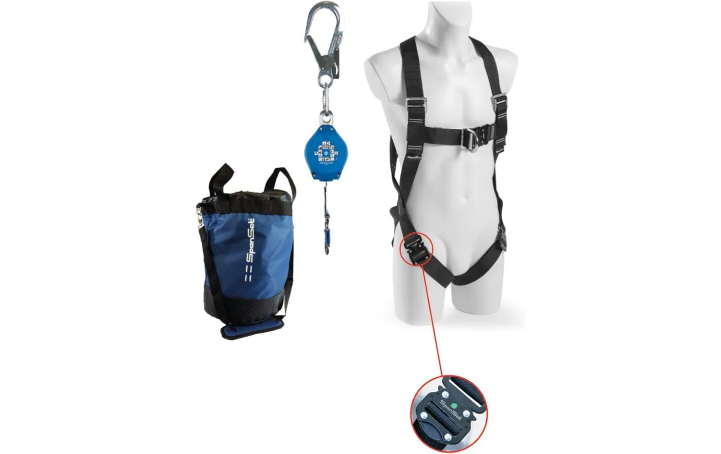 Spanset Sicherungssystem-Set SK-103 – 230 cm, Tragkraft 136 kg – Schwarz/Blau – für Gerüstbau