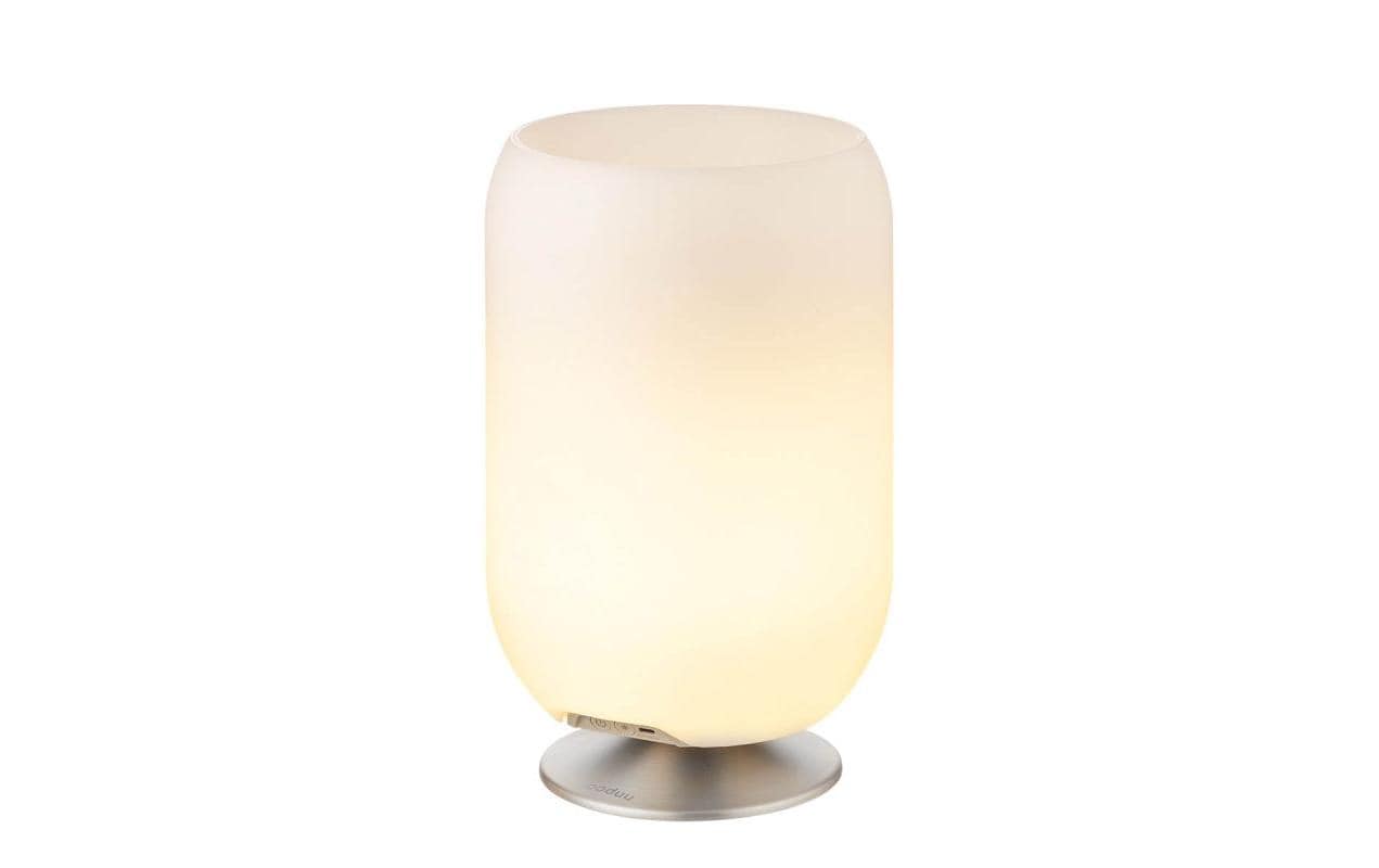 Kooduu Tischleuchte ATMOS – LED 10 W, 230 lm, 2700 K, dimmbar, Lautsprecher, Bluetooth, Akku – Silber