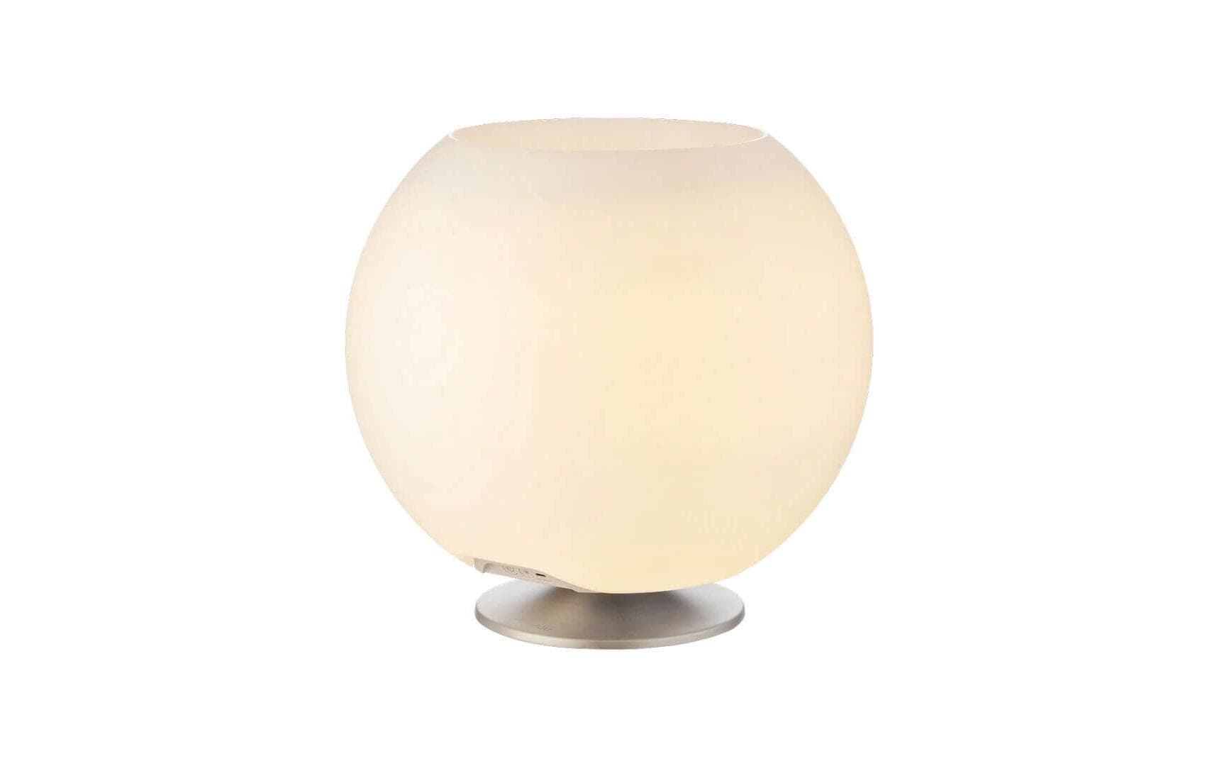 Kooduu Tischleuchte SPHERE – LED 15 W, 504 lm, 2700 K, dimmbar, Lautsprecher & Akku – Silber