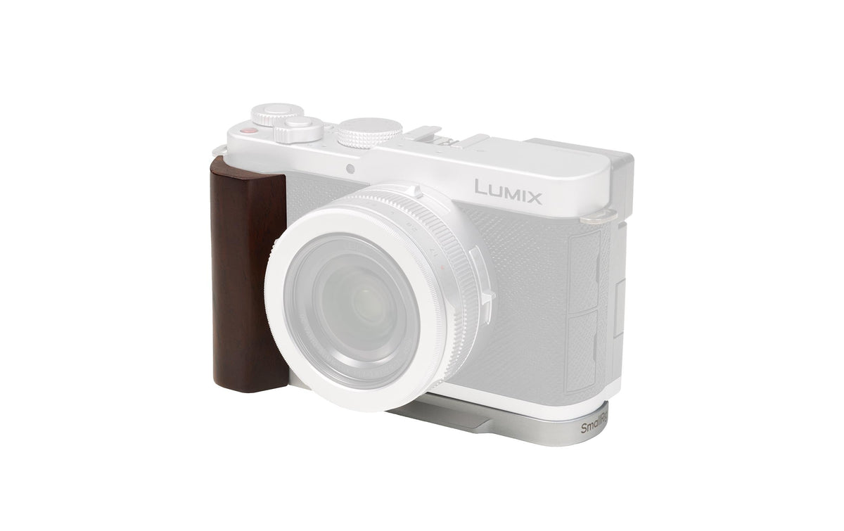 SmallRig L-Platte mit Holzgriff – für Panasonic Lumix L10 – Braun/Silber