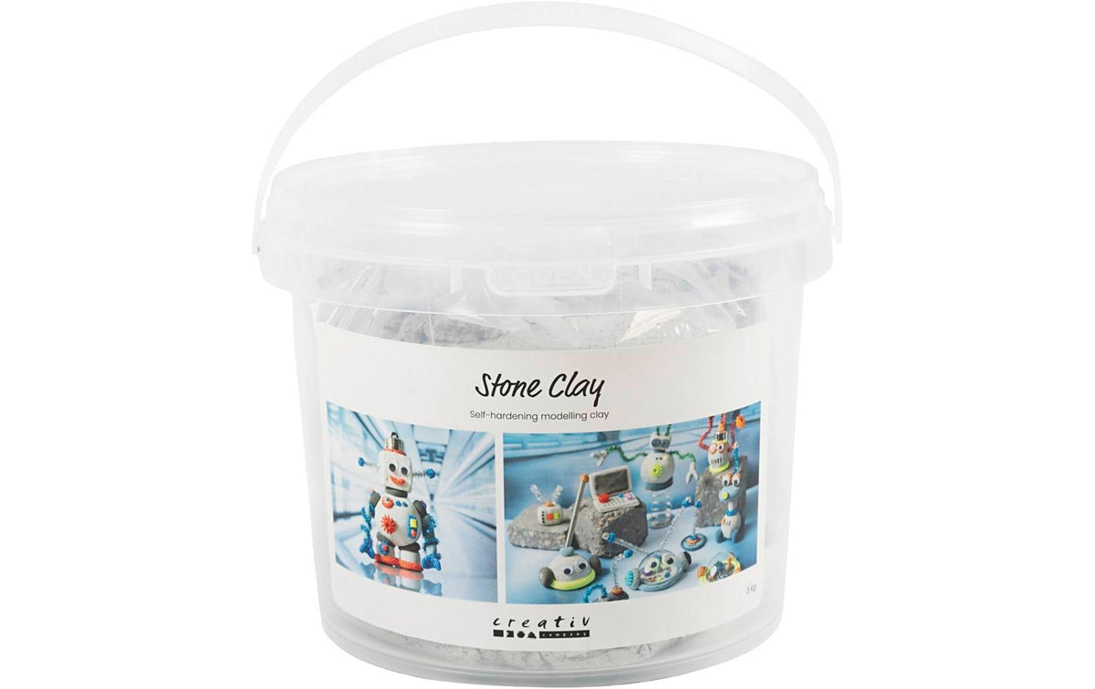 Creativ Company – Modelliermasse Stone Clay, Lufttrocknend, 3,0 kg, 60% natürliches Steinpulver